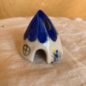 Blue Ceramic Mouse House Cone Incense Burner- Mouse and Plate Not Included